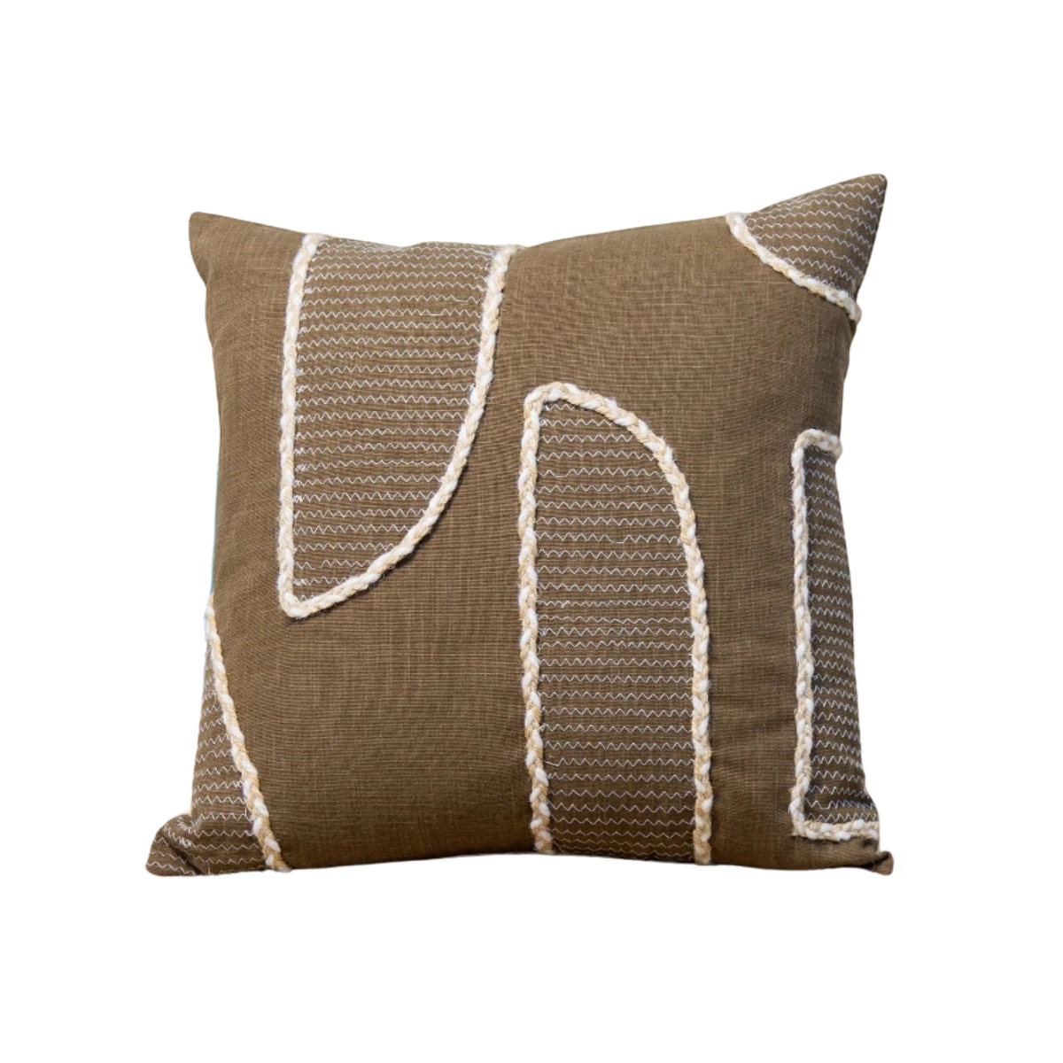Coussin Brodé 45×45 cm – Élégance naturelle et artisanale