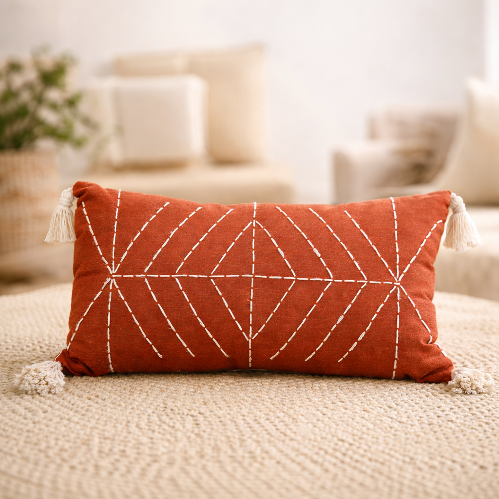 Coussin Nomade Terracotta – Brodé à la main