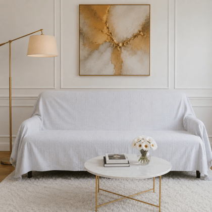 Jeté Uni 100 % Coton – Clair