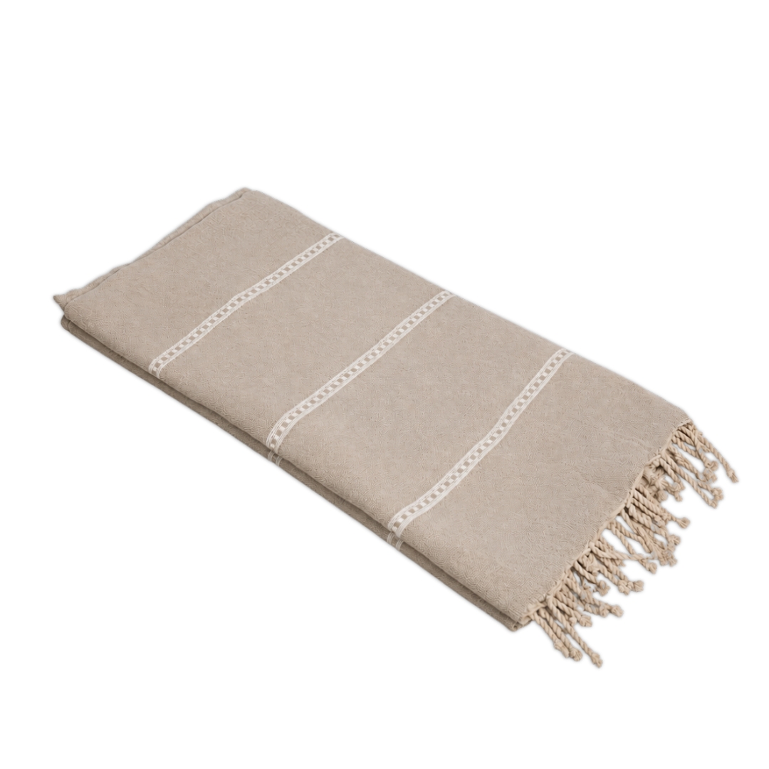 Jeté Sélène Natural Beige Greige 200 × 300 cm- Tissé à la Main