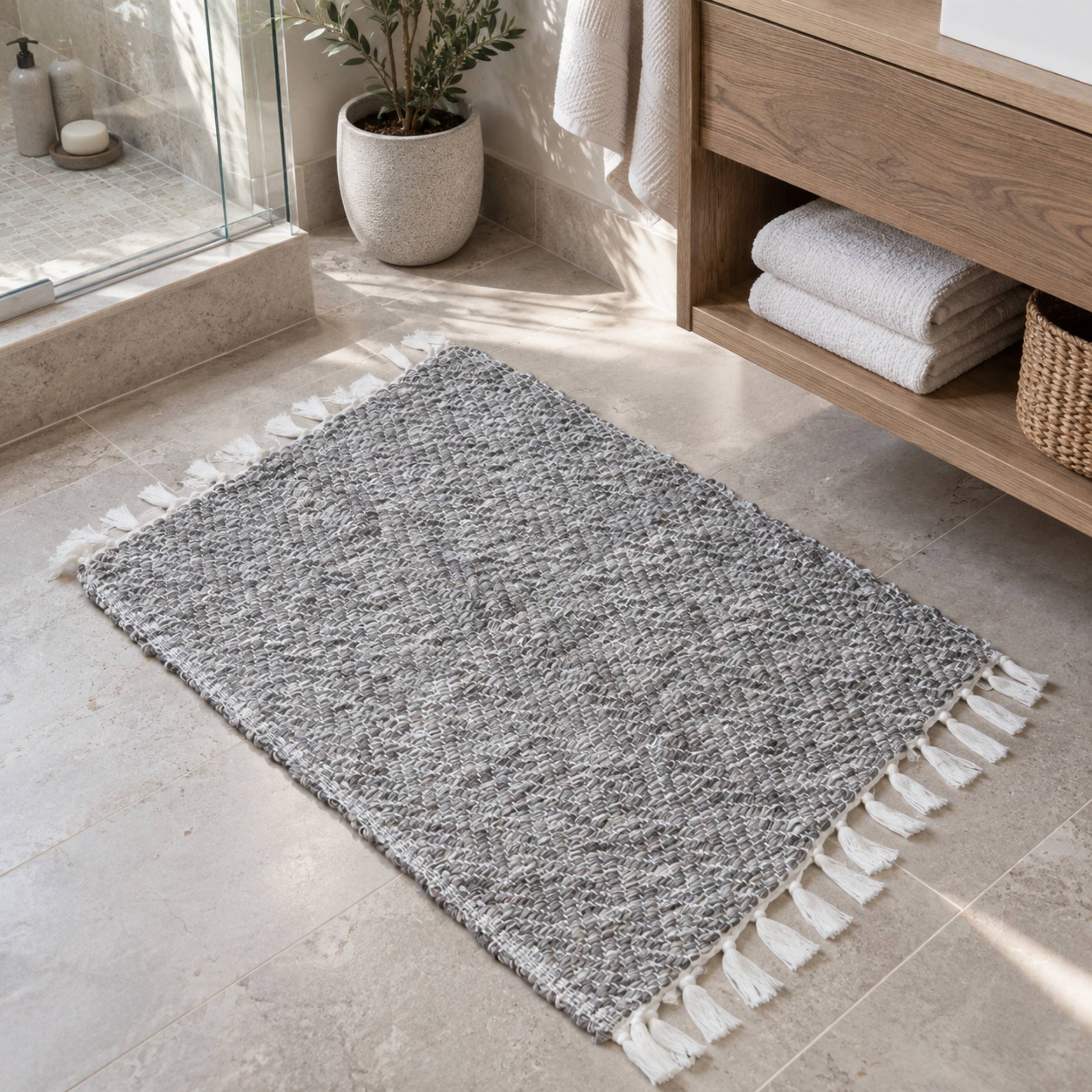 Tapis de bain NUAGE en coton tissé à la main