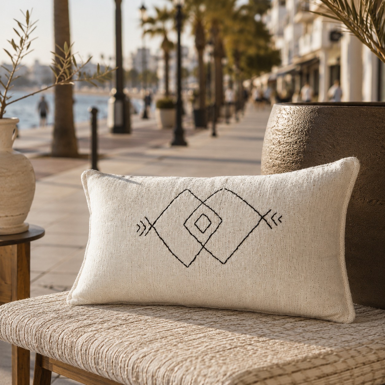 Coussin Nomade Ivoire Brodé à la Main