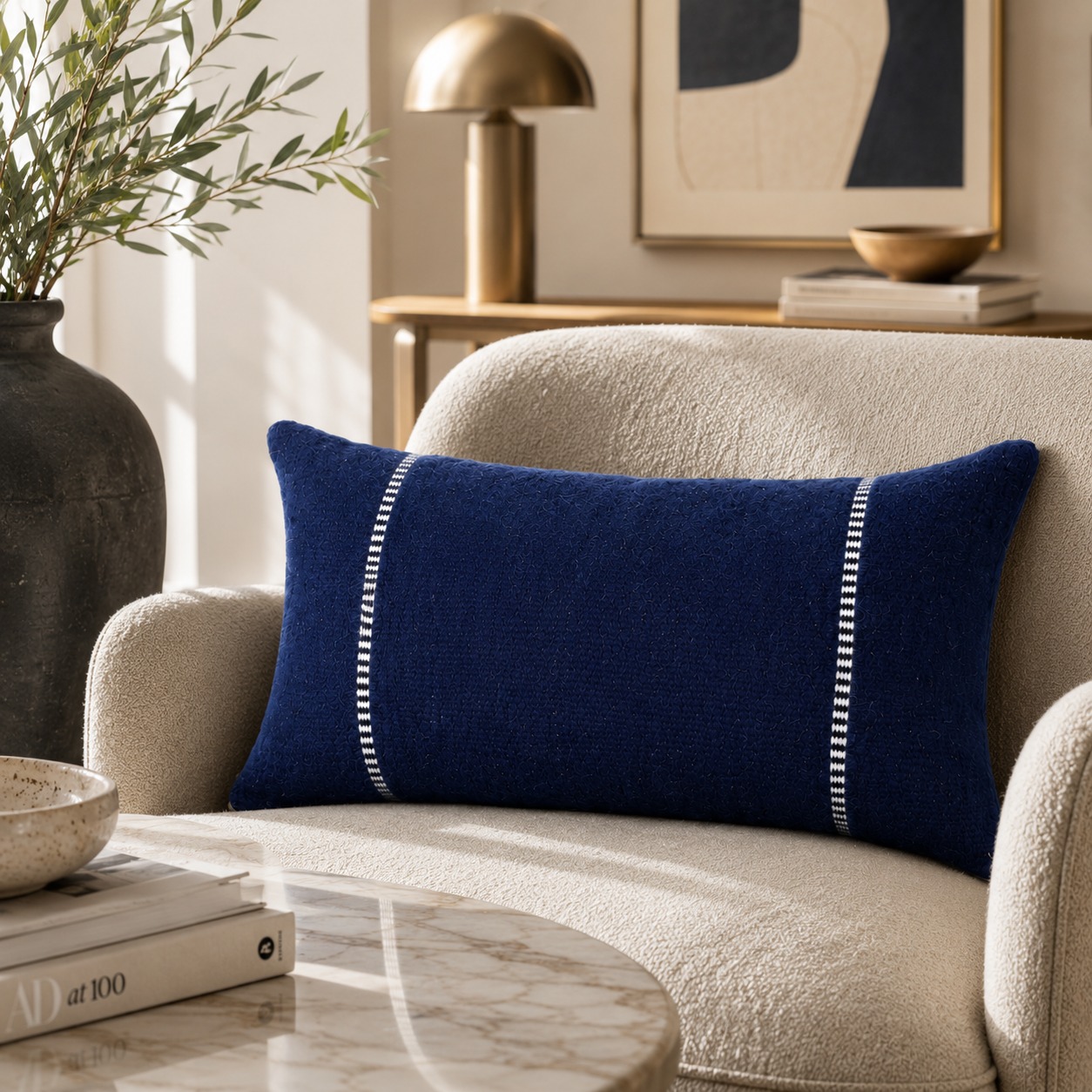 Coussin Atlas Bleu Tissé à la Main | ZÉNOBIE