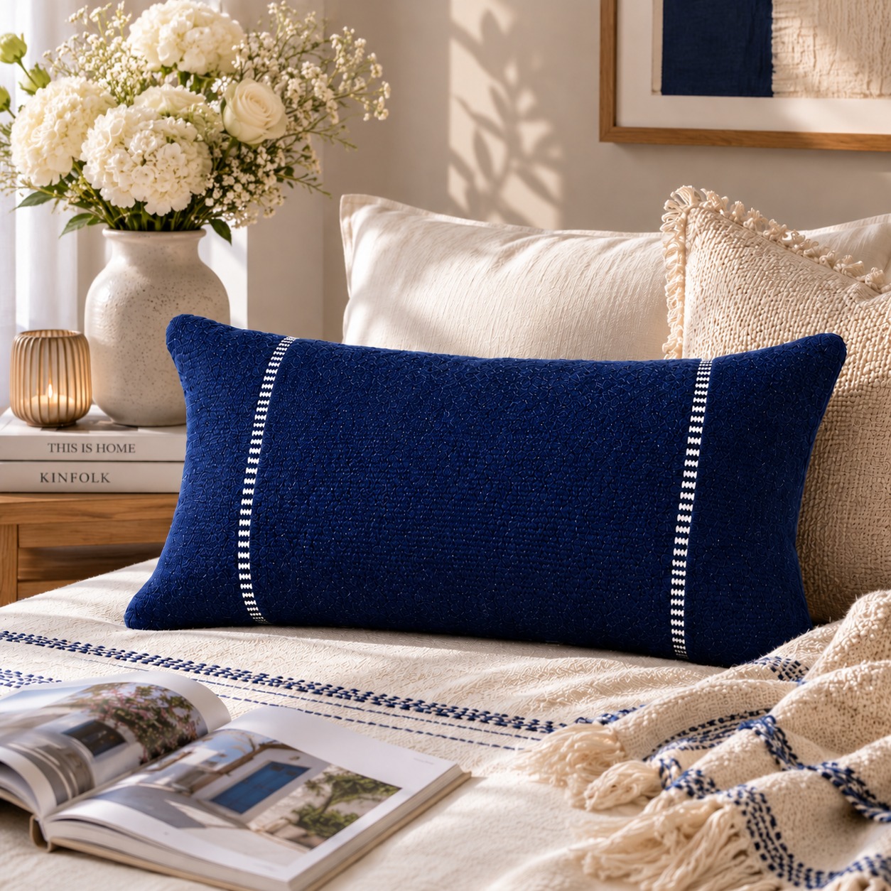 Coussin Atlas Bleu Tissé à la Main