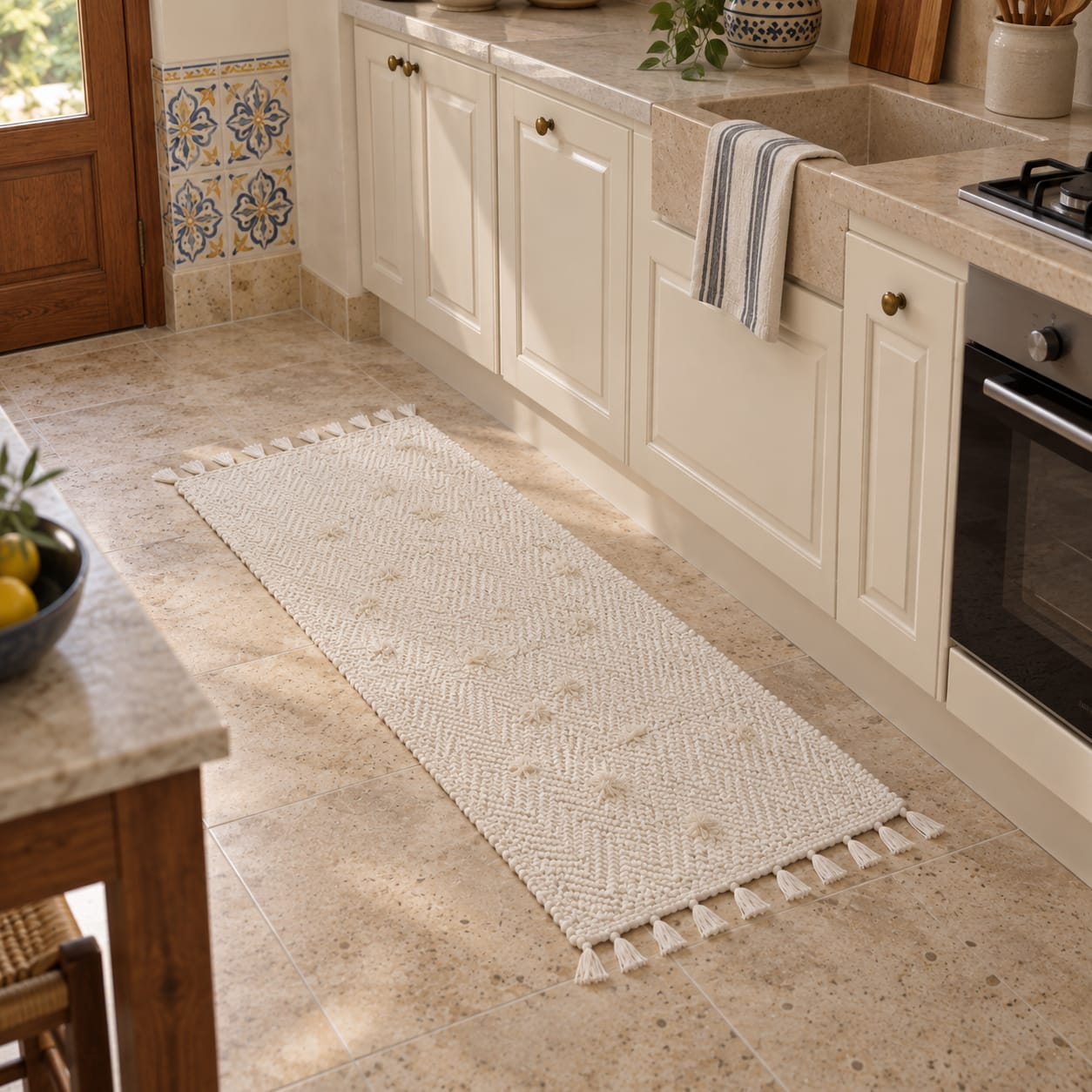 Tapis Cuisine Bohème 55 × 130 cm – Tissée à la Main