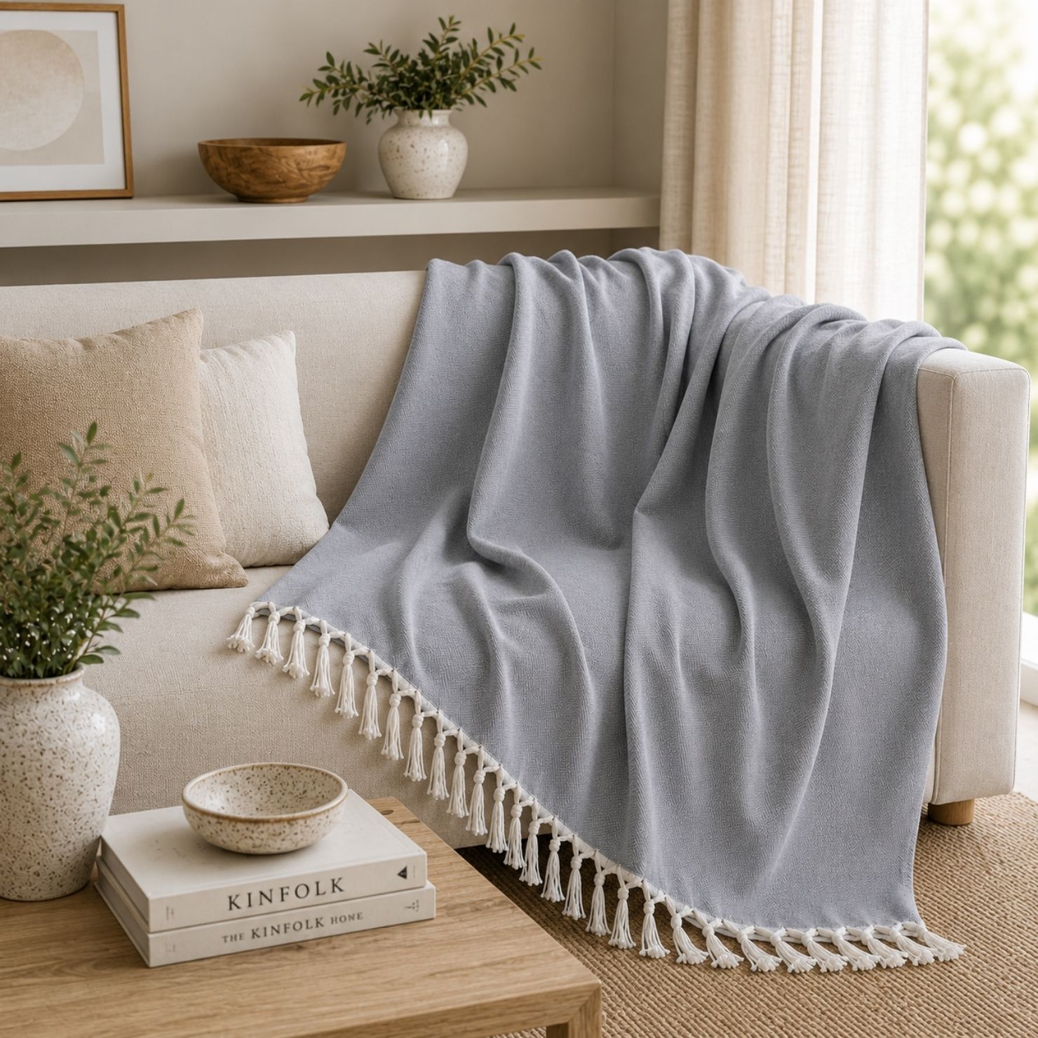 Jeté Chevron en Coton Tissé à la Main – Image 2