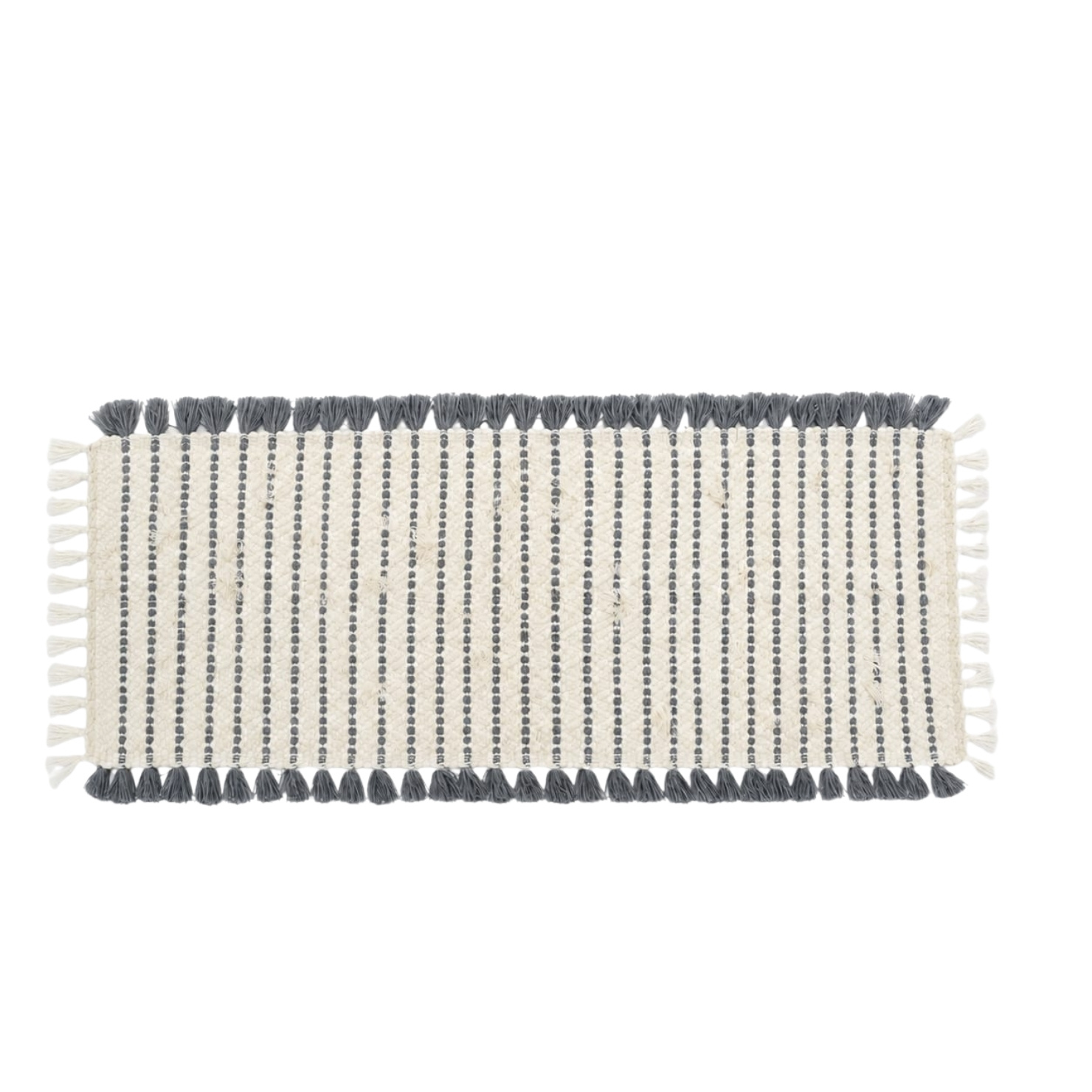 Tapis Cuisine à Rayures 55 × 130 cm – Ivoire et Gris